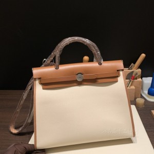 hermes herbag 31cm 帆布包 外缝 杏色37金棕啡边(hermes帆布kelly)