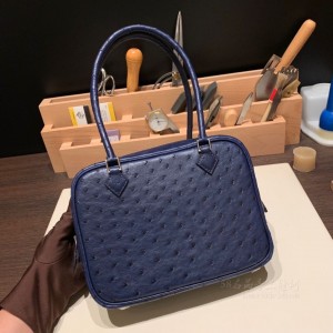 hermes plume mini 18cm 羽毛包 南非KK鸵鸟皮ostrich 马耳他蓝 银扣(爱马仕鸵鸟皮kelly25包包什么价) 官网