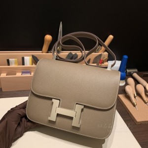 hermes Constance 24cm 康康 空姐包 epsom皮 18大象灰 银扣(爱马仕康康大象灰18多少钱)