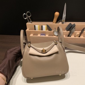 hermes Lindy mini 琳迪 swift皮 18大象灰 金扣