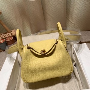 hermes Lindy mini 琳迪 TC Clemence皮 1Z小鸡黄内拼nata 4B饼干色级嫩 奶乎乎 太了