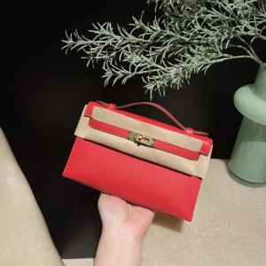 hermes mini kelly Pochette 21cm 一代 swift皮 S3心红 银扣(hermes kelly pocket) 官网