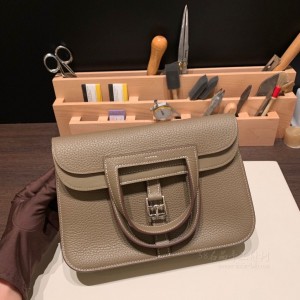 hermes Halzan 25cm TC Clemence皮 18大象灰 银(爱马仕大象灰铂金包价格)