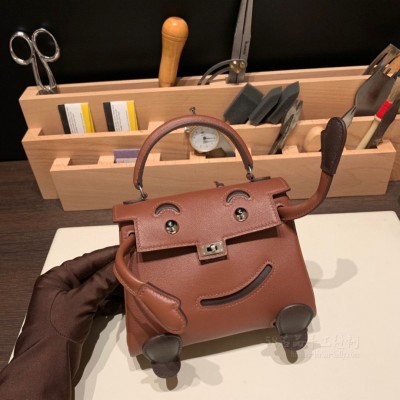 hermes kelly doll 千禧娃娃包 <strong>Swift</strong>皮 深棕色拼47巧克力 银扣