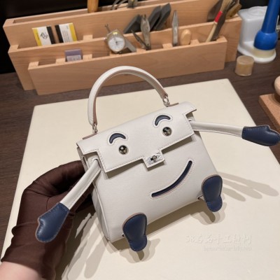 hermes kelly doll 千禧娃娃包 <strong>Swift</strong>皮 80珍珠灰73宝石蓝 银扣(爱马仕娃娃)