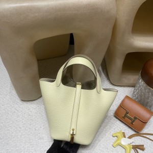 hermes picotin Lock 18cm 菜篮子 TC Clemence皮 i8 米尔顿黄金扣(hermes菜篮子刻字部位)