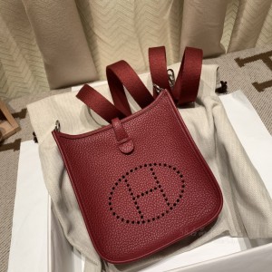 hermes Evelyne mini 16cm 伊芙琳TC Clemence皮 B5宝石红 银扣