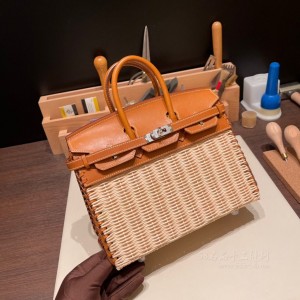 hermes birkin Picnic 25cm 马鞍皮编藤条 野餐包 马鞍皮(爱马仕 halzan 马鞍皮)