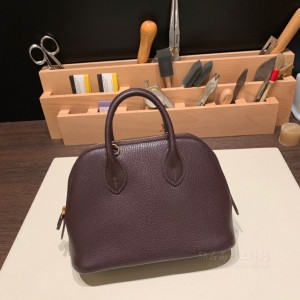 hermes bolide mini 18cm 保龄球 山羊皮Chevre 0G马鞍红内拼覆盆子红 金扣(爱马仕山羊皮kelly)