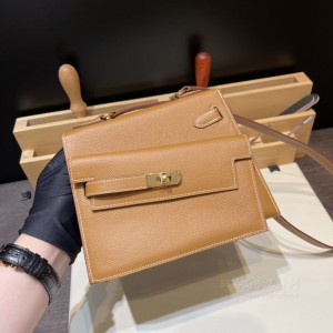 hermes kelly desordre 双面凯莉 epsom皮 37金棕 金扣(爱马仕凯莉金棕色) 图片