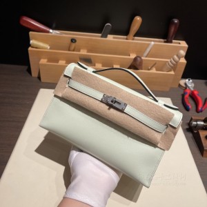 hermes mini kelly Pochette 21cm 一代 swift皮 0S气泡绿银扣 图片