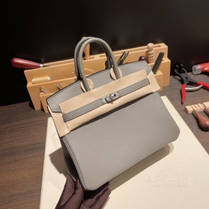 hermes birkin 25cm 铂金包 togo皮 0L积雨云灰银扣(爱马仕birkin铂金包)