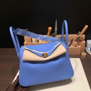 hermes Lindy 26cm 琳迪 TC Clemence皮 2T天堂蓝金扣(爱马仕琳迪包明星街拍)