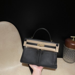 hermes kelly lakis 32cm swift皮 89黑色 金扣(爱马仕kelly黑金价格) 高仿