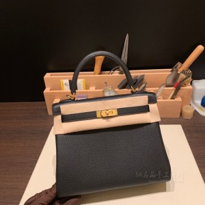 hermes kelly 25cm 凯莉包 togo皮 89黑金 金扣