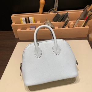 hermes bolide mini 18cm 保龄球 山羊皮Chevre T0雾霾蓝 银扣(爱马仕保龄球包怎么样值得买吗)