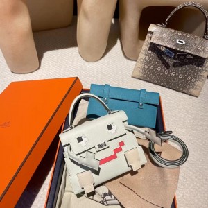 hermes kelly dole picto 马赛克娃娃包 小背包0S气泡绿 银扣(爱马仕凯莉娃娃包) 尺寸