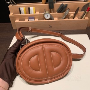 hermes In the loop Belt Bag 猪鼻子腰包 swift皮 37金棕 银扣 高仿