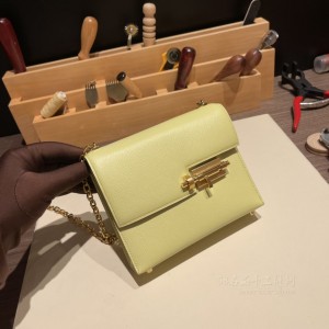 hermes verrou mini 17cm 插销手枪包 山羊皮Chevre R9嫩芽黄 Jaune Bourgeon(爱马仕herbag羊切皮)