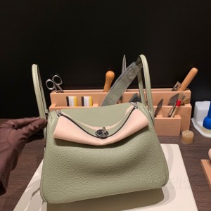 hermes Lindy 26cm 琳迪 TC Clemence皮 Q1鼠尾草绿 银扣(爱马仕琳迪包用的什么皮)