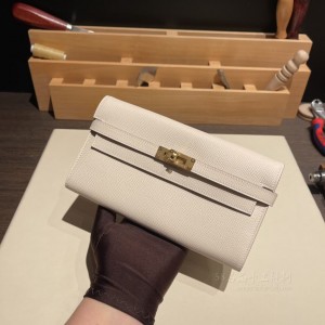 hermes kelly wallet 凯莉长款钱包 epsom皮 10奶昔白 金扣(爱马仕凯莉包多少钱一个) 图片