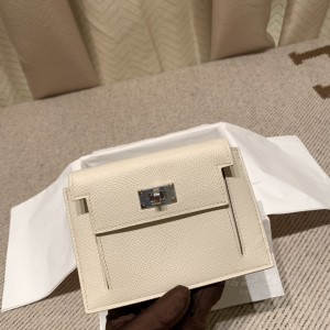 hermes kelly pocket 凯莉卡包 epsom皮 10奶昔白 银扣(爱马仕凯莉包二代mini凯莉包价格) 价格