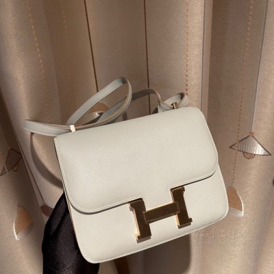 hermes Constance 19cm 康康 空姐包 <strong>Evercolor</strong>皮 80珍珠灰 玫瑰金扣(hermes康康到底买哪个颜色好)