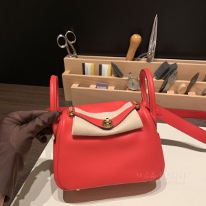 hermes Lindy mini 琳迪 swift皮 S3心红 金扣(爱马仕琳迪26上身图)