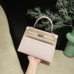 hermes kelly 25cm 凯莉包 epsom皮 09梦幻粉紫(爱马仕凯莉包二代mini凯莉包价格)