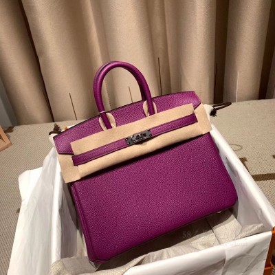 hermes birkin 25cm 铂金包 <strong>togo</strong>皮 P9海葵紫 银扣(爱马仕海葵紫铂金包)