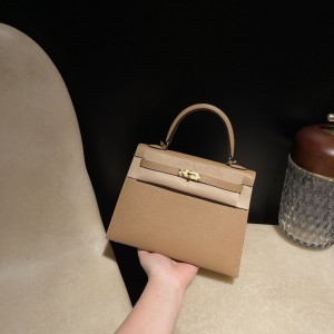 hermes kelly 25cm 凯莉包 epsom皮 0M玛萨拉茶色 金扣(爱马仕凯莉包全球限量两只)