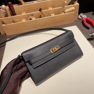 hermes kelly to go epsom皮 89黑色 金扣(爱马仕康康黑色 金扣好还是玫瑰金扣好) 细节图