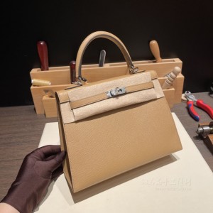 hermes kelly 25cm 凯莉包 epsom皮 0M玛萨拉茶色 银扣