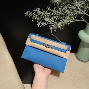 hermes mini kelly Pochette 21cm 一代 swift皮 B3坦桑尼亚蓝 银扣(爱马仕坦桑尼亚蓝价格) 图片