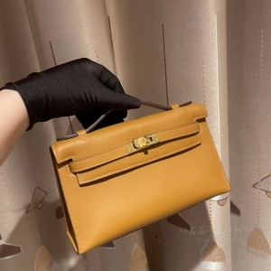 hermes mini kelly Pochette 21cm 一代 swift皮 2S芝麻色 金扣(hermes puzzle) 尺寸