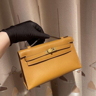 hermes mini kelly Pochette 21cm 一代 swift皮 2S芝麻色 金扣(hermes puzzle) 尺寸