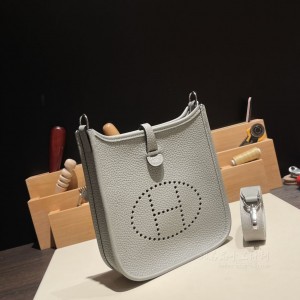 hermes Evelyne mini 16cm 伊芙琳TC Clemence皮 4Z海鸥灰 银扣(爱马仕依芙琳)