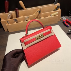 hermes mini kelly 19cm 二代 epsom皮 S3心红 金扣(hermes birkin金扣)