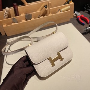 hermes Constance mini 14cm 康康 空姐包 epsom皮 i2奶油白金