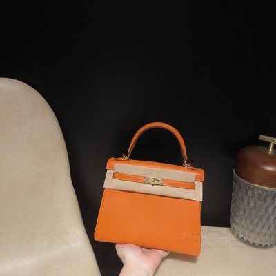 hermes kelly 25cm 凯莉包 <strong>Swift</strong>皮 93橙色 金扣(爱马仕凯莉包有哪些颜色)