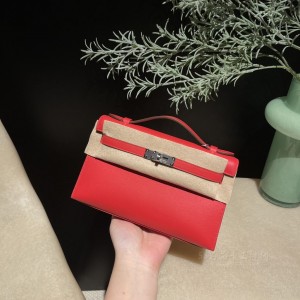 hermes mini kelly Pochette 21cm 一代 swift皮 S3心红 金扣(hermesparis) 尺寸