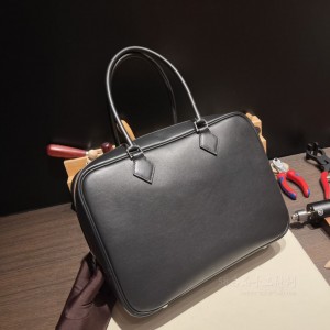 hermes plume 32cm 羽毛包 swift皮 89黑色内拼93橙色 银扣(hermes羽绒服多少钱) 高仿