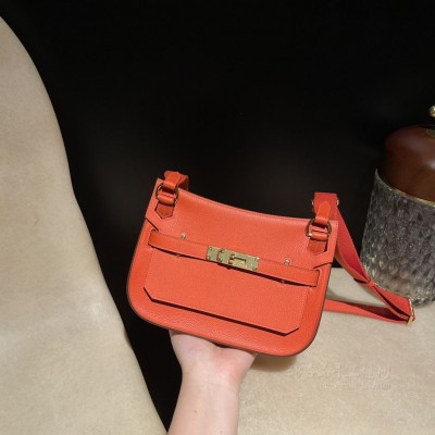 hermes jypsiere mini 23cm 吉普赛 <strong>Evercolor</strong>皮 9J 火焰橙 金扣(爱马仕吉普赛包公价)