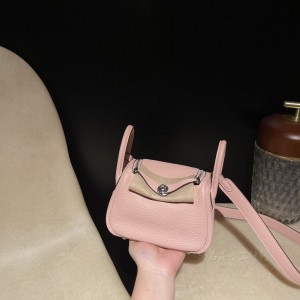 hermes Lindy mini 琳迪 TC Clemence皮 3Q 粉(爱马仕琳迪包用的什么皮)