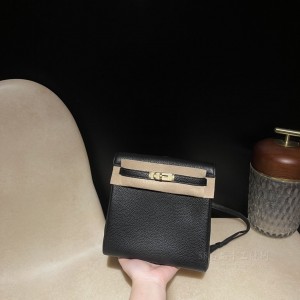 hermes kelly Ado 双肩背包 TC Clemence皮 89黑色 金扣(爱马仕kelly双肩包尺寸)