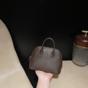 hermes bolide mini 18cm 保龄球 山羊皮Chevre 47巧克力色金扣