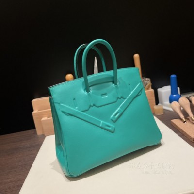 hermes birkin shadow 25cm 幻影包 <strong>Evercolor</strong>皮 6W薄荷绿(hermes natural spray)