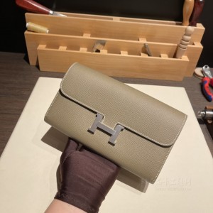 hermes Constance wallet 康康长夹钱包epsom皮皮 18大象灰 银扣(爱马仕康康大象灰多少钱) 高仿