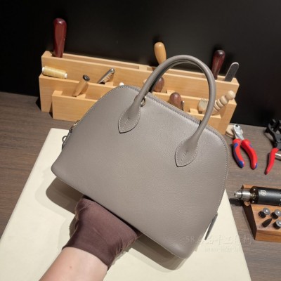 hermes bolide 25cm 保龄球 evercolor皮 0L积雨云灰 金扣(爱马仕保龄球包最低价格)