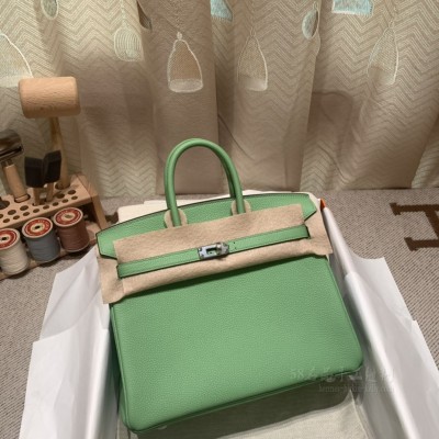 hermes birkin 25cm 铂金包 <strong>togo</strong>皮 3I牛油果绿银扣